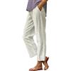 Generic Pantaloni da donna marrone chiaro a righe motivo a quadri vestibilità ampia con tasche lunghezza corta casual leggeri morbidi comodi pantaloni per tutti i giorni