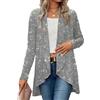 shownicer Giacca con Paillettes di Natale Donna Elegante Manica Lunga Cardigan Glitterato Giacca Irregolare A Argento 3XL