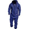 Vhersily 2025 Tuta Jumpsuit Uomo Pigiama con Cappuccio Tute Intera One Piece Pigiama Overall Zip Tinta Unita Confortevole Pigiami da Casa Spessa in Cotone Termico da Coppia con Tasche per Tempo Libero