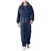 Vhersily Tuta da Uomo 2025 Teddy Fleece Pigiama Intero con Zip Invernale Fluffy Pigiama Completo con Cappuccio Relaxed Fit Biancheria da Notte Calda Soffice E Lunga Peluche, Confortevoli