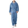 Vhersily Tuta Da Uomo 2025 Teddy Fleece Pigiama Intero Con Zip Invernale Fluffy Pigiama Completo Con Cappuccio Relaxed Fit Biancheria Da Notte Calda Soffice E Lunga Peluche, Confortevoli
