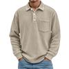 Vhersily 2025 Maglia Uomo Manica Lunga Invernale Polo Camicia con Bottoni Maglione Velluto a Coste Elegante Maglietta T Shirt Tessuto Jersey Costine Inverno Antivento Comoda Sportiva Y2k Ginnastica