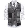 Vhersily 2025 Gilet Uomo Tweed Elegante Abito in Lana Vintage Scollo a V Panciotto Casual con Bottoni da Formale Matrimonio Senza Maniche Stile Urbano Y2K alla Moda Tinta Unita Classico per Business