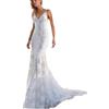 Vhersily Abito Estivo da Sposa in Pizzo Senza Schienale Abiti da Cocktail da Sera a Sirena Abito Lungo da Damigella d'Onore Lung, ballo formali con paillettes scintillanti per Party Club Banchetti