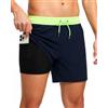 HLVEXH Uomo Vacanza Fenicottero Costume da Bagno Abbigliamento da Spiaggia Pisello Verde retrò Pantaloncini da Surf Bermuda Pantaloncini Hawaiani L