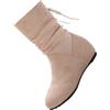 OBiQuzz Stivaletti da donna in pelle scamosciata, eleganti da donna, con tacco a blocco, da equitazione, da motociclista, beige., 43 EU