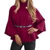 Vhersily Mantello Da Donna, Elegante Poncho Invernale Con Maniche A Pipistrello e Cintura, Tinta Unita, Collo Alto, Con Bottoni, Cappotto Corto Di Lana, Alla Moda, Per Il Tempo Libero, Attività