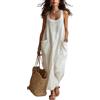 Generico Vestito da Mare Vestito Lungo Smanicato Tinta Unita Abiti Estivi Abito Boho Chic Casual Elegante Dress Mare Outdoor Bianco XXL