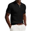 PJ PAUL JONES Polo da uomo a maniche corte con cerniera a 1/4, polo estiva, Nero , XL