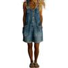 Generico Salopette Corta in Denim, Boho Tute Jumpsuit con Tasche Gamba Larga Pantaloni Mediamente Elasticizzata, con Spalline Regolabili, Vestibilità Comoda (17,M)