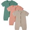 amropi Neonato Bimba Bimbo Pagliaccetto 3 pezzi Pigiama Manica Corta Jumpsuit Cerniera Tutine