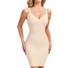MISS MOLY Intimo Donna Shapewear Abito Shape Senza Cuciture Sexy Snellente Pancia Reggiseno Modellante con Spalline Intimo Modellante Slip Completo, beige., M