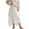 Vhersily onna Lunga Da Donna In Pizzo Floreale Asimmetrica A Strati Velata Sexy Trasparente Fluida BohéMien Gonne Da Spiaggia Vestito da Mare Media Lunghezza Primavera Estivi Beachwear Copricostume