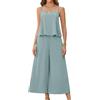 Fashora Tailleur Donna Eleganti Estivi 2 Pezzi Set Pantaloni a Gamba Larga (Azzurro, M)