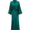 V Vaborous Vestaglia lunga da donna in morbido raso, vestaglia lunga in seta, vestaglia a lunghezza intera, kimono, Verde scuro., Large-X-Large