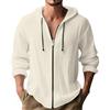Vhersily Camicia Da Uomo In Cotone e Lino, Con Cappuccio Maniche Lunghe Alla Moda, Casual, Oversize Comoda e Morbida Vintage, Tinta Unita, Giubbino Da Motociclista Antivento Sportivo Hip Hop da Skater