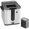 WMF Küchenminis - Mini friggitrice con grasso/olio, 1000 W, contenitore dell'olio estraibile, per patatine fritte croccanti, in acciaio inox opaco