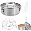 fkngcp 1 set stampo per flan con coperchio, teglia per flan in acciaio inossidabile con griglia per cottura a vapore e spatola per torte, teglie rotonde per preparare budino alla cheesecake, teglia per