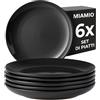 MIAMIO - set da 6 piatti ceramica 21 cm Le Papillon (Nero) per cucina