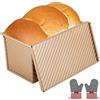 Windfromort Stampo Pane in Cassetta, 19,2 x 10,2 x 11,5 cm, Alluminio Antiaderente e Resistente, Con Coperchio e 2 Guanti Isolanti, Facile da Pulire, Antiaderente per Toast, Panetteria e Dolci, Oro