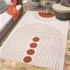 carpet city Tappeto per esterni, resistente alle intemperie, 160 x 230 cm, colore crema/rosso, reversibile, motivo circolare su entrambi i lati, per balcone, impermeabile, per esterni