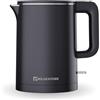 Müller Kitchen Muller Kitchen MK-6061 Bollitore elettrico da 1 l, 1000 W, a doppia parete, piedino girevole a 360 gradi, spegnimento automatico con protezione contro il funzionamento a secco, nero