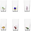 Ichendorf Animal Farm Set 6 bicchieri Long Drink in vetro borosilicato, decori assortiti