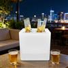 GGTYURTM Secchiello di ghiaccio a LED per bevande, bianco RGB, refrigeratore per champagne, in plastica, per feste, bar, matrimoni, decorazione da tavolo