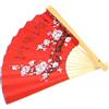 MALUGOGO Ventaglio decorativo da parete grande in carta rossa pieghevole per danza e spettacolo, stile orientale da appendere alla parete, 90 x 50 cm