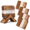 Ajuny Sottobicchieri per Bevande - Sottobicchieri Decorativi Fatti a mano con Legno Naturale e Resina Quadrati Antiscivolo Protezione da Tavolo per Tazze da tè Bicchieri Set Bianco da 4