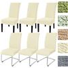 Alishomtll Set di 6 coprisedia elasticizzati Seersucker per sedie basculanti, lavabili e rimovibili, universali, per cucina, banchetti, matrimoni, feste, hotel (beige, 6 pezzi)