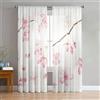 Odot Tende Trasparenti per Interni, Bianco Tende Camera da Letto con Passanti, Tenda Filtranti 2 Pannelli, Stampa Tenda Voile Semi Sheer per Soggiorno Camera (Fiore di ciliegio 5,140x275cm)