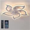 J.SUNUN Ventilatore da Soffitto con Luce telecomando Dimmerabile LED Plafoniera Lampadario con Ventilatore 6 Velocità/Reversibili Per Soggiorno Camera da letto Ristorante Cucina(White,5 lights)