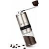 VIENESSO Macinacaffè manuale con meccanismo in ceramica e regolazione a 6 livelli, macinacaffè a mano in acciaio inox e vetro, capacità 40 g, silenzioso, portatile e con e-book barista