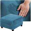 QOEUIUJ Fodera for Sgabello in Velluto, Copri Pouf Quadrato 50x50 80x80 40x40 60x60 100x100 90x90 110x110 Copertura Poggiapiedi Elastico, Protettiva for Ottomana(Peacock blue,98x98cm)