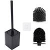 Wotrilw Scopino WC da Parete, Spazzola in Silicone con Supporto e Manico in Acciaio Inox, Porta Scopino Adesivo Senza Forare con Contenitore Rimovibile per Pulizia del Bagno