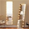 HOMCOM Specchio per tutto il corpo, 150 x 40 cm, con 21 lampadine, 7 colori della luce, Hollywood da parete con interruttore touch, funzione memoria regolabile, specchio per camera da letto, soggiorno