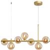 NSXBY Moderno Finitura In Ottone Sfera Di Vetro Durante La Luce Metà Del Secolo Oro Regolabile Lampadario L,Modernoa Lampada Di Fagioli Magici A Lunga Barra Di Lusso Di Lusso Minimalista-Cognac 7 teste