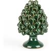 Ceramiche Azzaro & Romano Caltagirone Pigna tradizionale siciliana in ceramica di Caltagirone - Verde scuro - H 15cm - Interamente fatto a mano - 100% Made in Italy