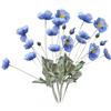 Urier Fiori artificiali di papavero, ranuncolo, fiori di seta con steli, steli di fiori finti per matrimoni, feste, giardino, esterni, interni, decorazione floreale per tavolo (6, blu)