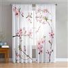 Odot Tende Trasparenti per Interni, Bianco Tende Camera da Letto con Passanti, Tenda Filtranti 2 Pannelli, Stampa Tenda Voile Semi Sheer per Soggiorno Camera (Fiore di ciliegio 8,140x275cm)