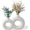 BASVII vaso decorativo da interno, Vasi Decorativi Interno Moderni a Forma di Ciambella, Vaso Ceramica Bianco per Fiori Secchi, Perfetto per Decorare Soggiorno, Camera, Ufficio (S+M)