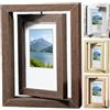 SageFurned Cornice portafoto in legno, girevole a 360°, per due foto, 12,7 x 17,8 cm, elegante cornice doppia in rovere bianco naturale e noce, per scrivania, scaffale, decorazione regalo