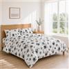Homebliss Completo Lenzuola Bianco e Nero Floreale 160x200+30 / 240x270 + 50x80 2PCS