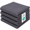Moosfor Strofinacci 100% cotone, set da 4 pezzi, 32 x 72 cm, morbidi strofinacci da cucina, assorbenti, spessi e di alta qualità, colore: grigio scuro