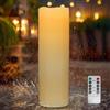 Kimjo 10 x 35 cm Candele LED Grandi Senza Fiamma per Esterni, Onda | Candele LED a Fiamma con Funzione Timer, Telecomando, Impermeabile IP65, Alimentato a Batteria, Plastica, Bianco Avorio