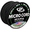 Paracord Planet Micro Paracord - Filo intrecciato sottile tipo I per lavori artigianali, pesca e progetti fai da te, in bobine da 38 m, nero