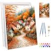 Bowetile Autunno Dipingere per Numeri per Adulti, Kit Paesaggio Lavoretti Creativi per Numeri per Principianti, Kit Pittura Acrilica Numerata Per Decorazione Della Casa20x30cm