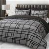 Pamposh Set copripiumino Copripiumino reversibile in microfibra spazzolata di alta qualità - Set di biancheria da letto ipoallergenico (Grigio, (260 x 220) + 2 x (50 x 80))