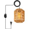 GBKDQQ Lampada a sospensione vintage con spina, E27 retrò con cavo da 4,5 m e paralume in corda di canapa, attacco cavo lampada con interruttore per camera da letto Foyer balcone, senza lampadina
